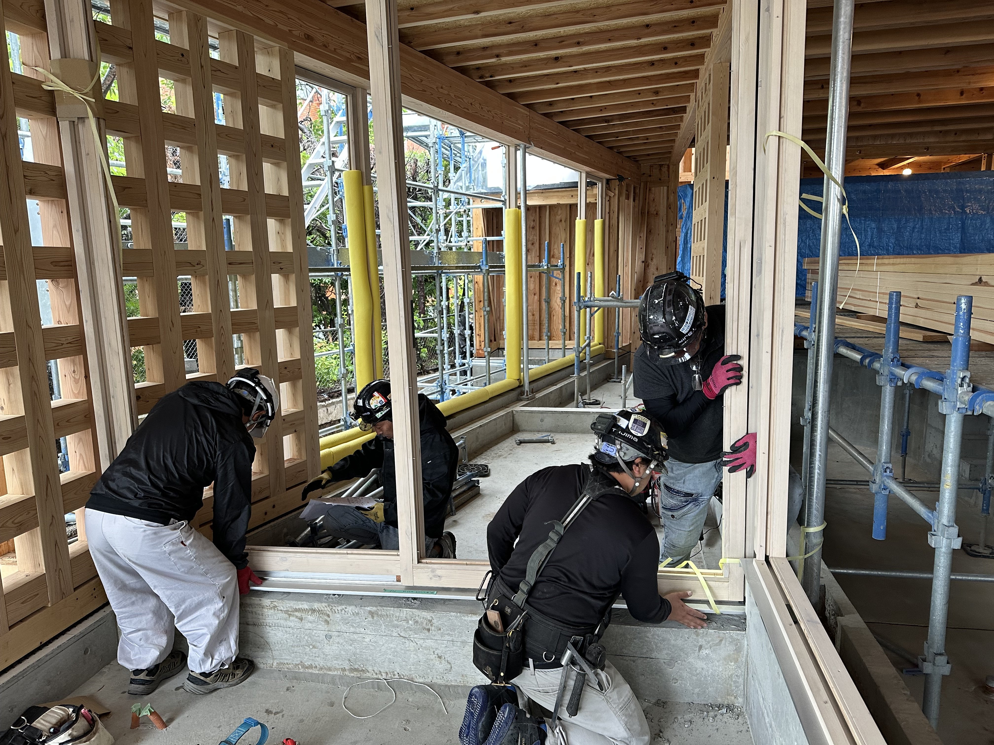 山口県下関市のヘーベシーベを含む木製サッシ施工